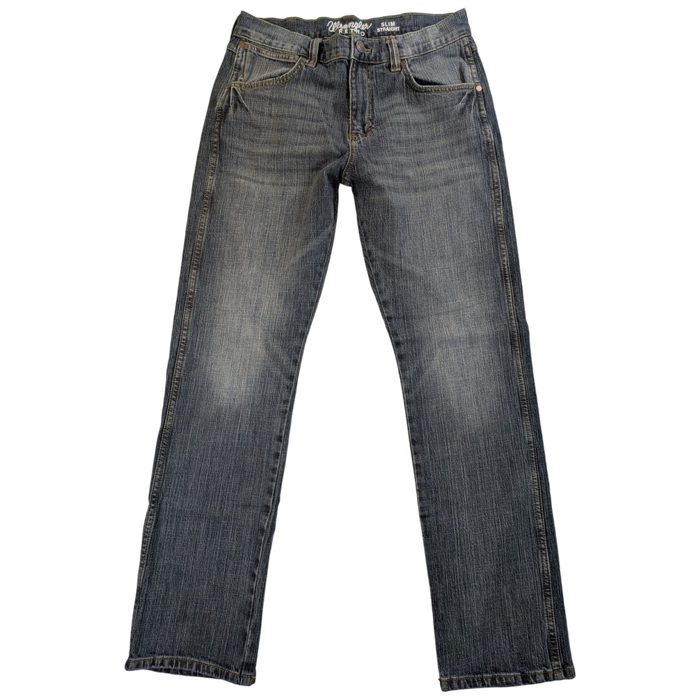 Wrangler Jeans Mens 32x32 Blue Denim Retro Slim Straight Boot Cowboy Western Y2k